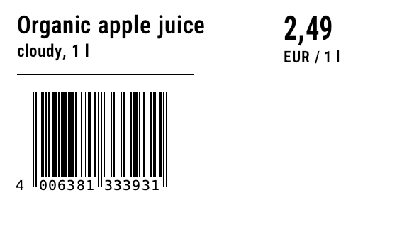 Produktetikett mit EAN-13 vor der Migration