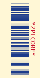 Code 39 with colors, text above, rotated 90°