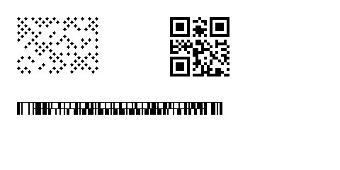 Label mit DotCode, GS1 QR und Codablock F