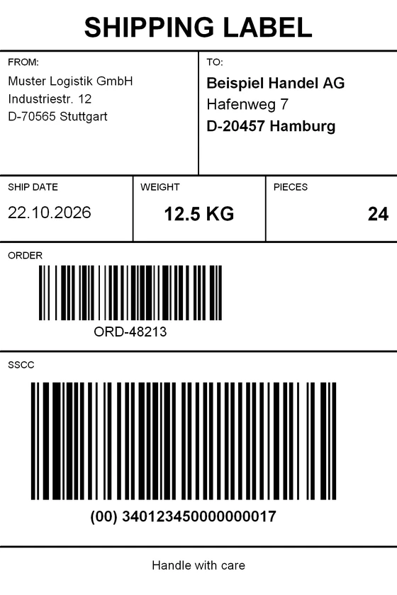Original: Vorschau des Demo-Versandetiketts